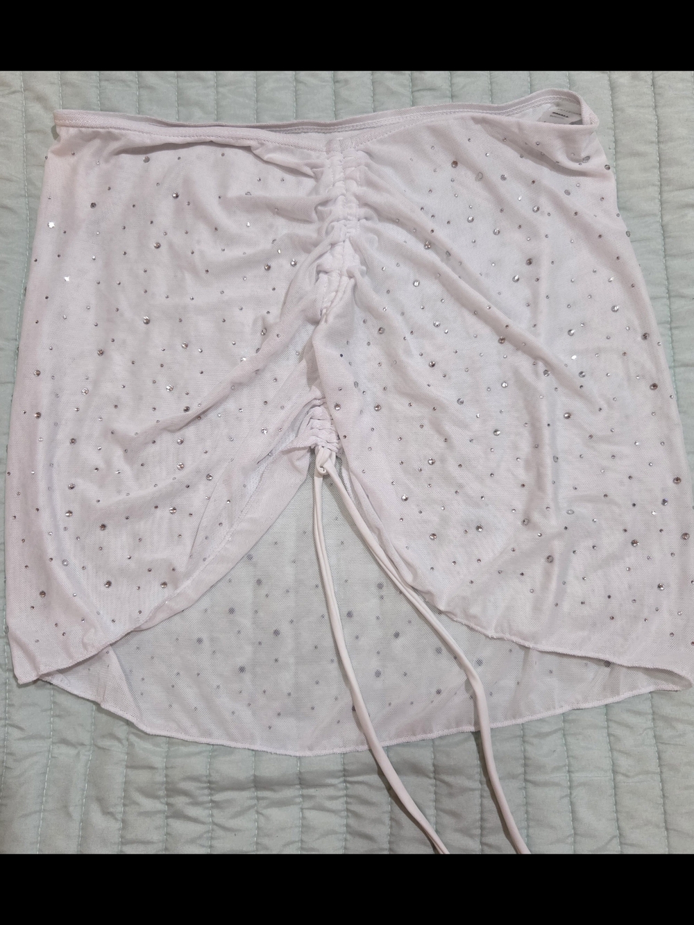 Ladies Pink Ruched Swim Coverup with Rhinestone Detail